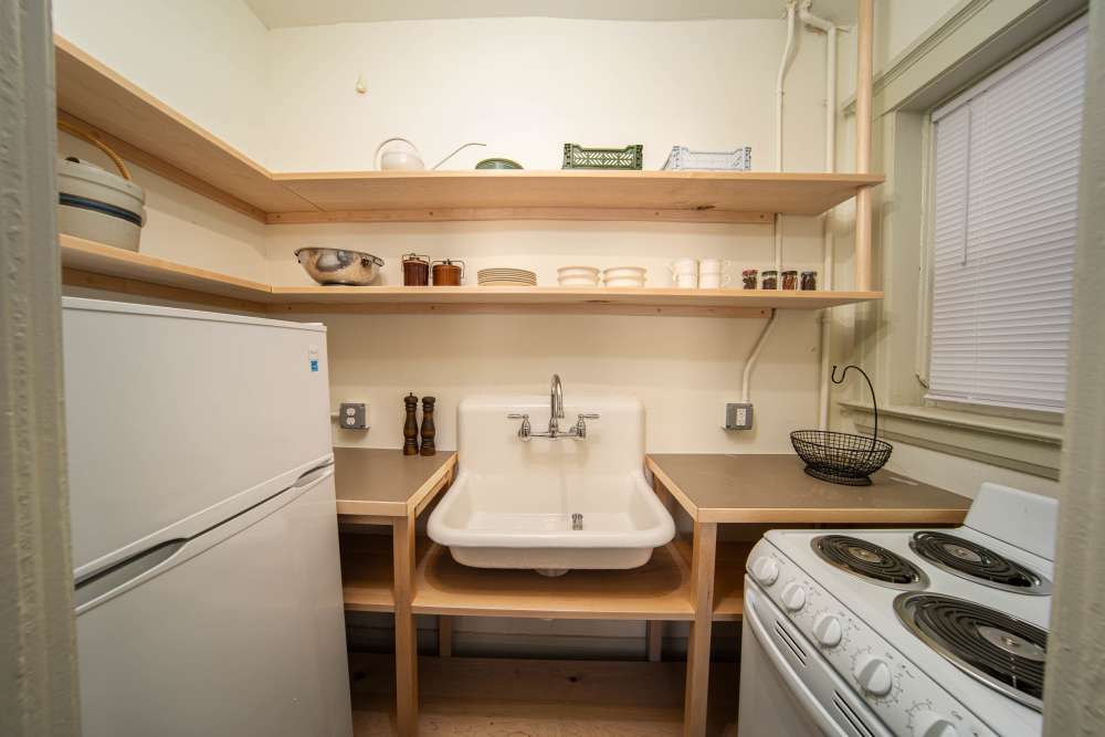 Fully-equipped kitchen at Detroit Living in Detroit, Michigan