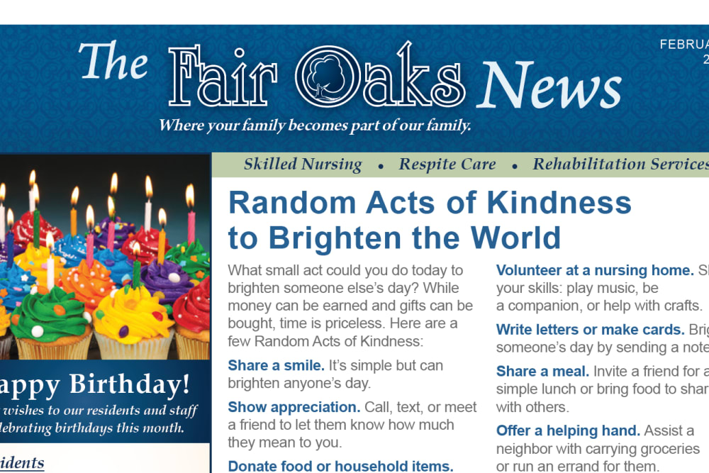 February 2025 Newsletter at Fair Oaks Health Care Center in Crystal Lake, Illinois