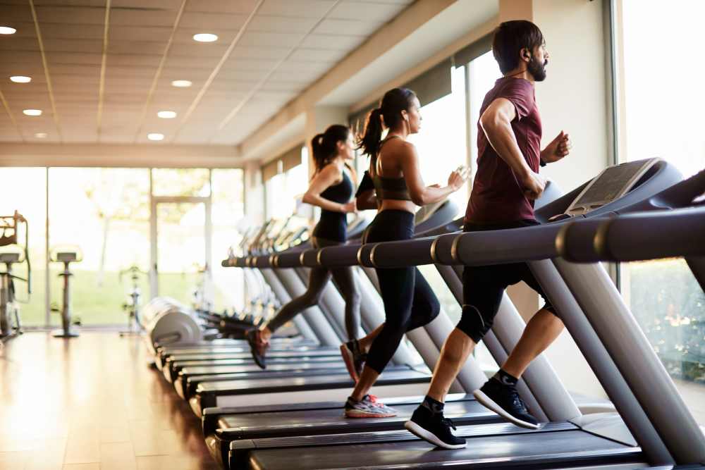 Residents running on treadmills at Forest Creek in Oklahoma City, Oklahoma