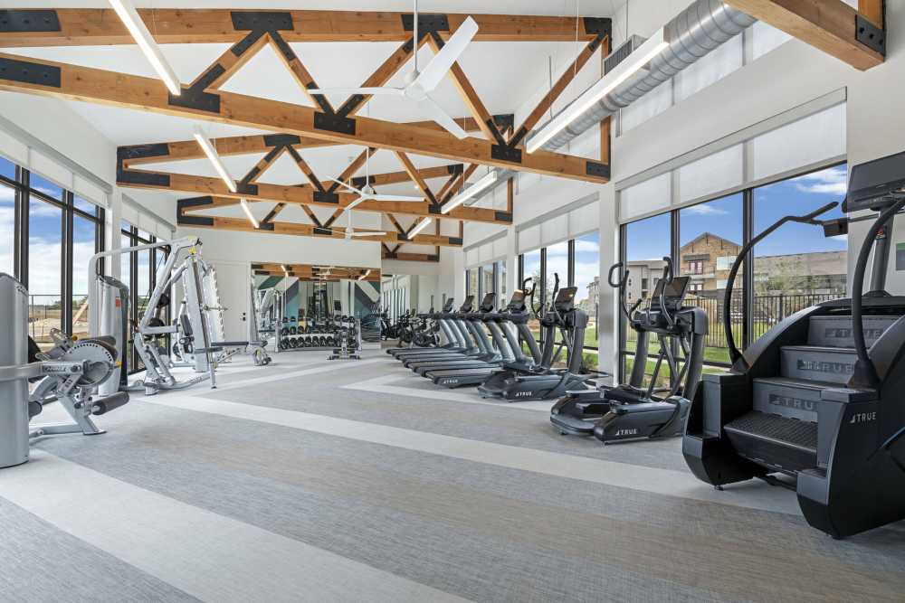 Equipped fitness center for residents at Slide North Apartments in Lubbock, Texas