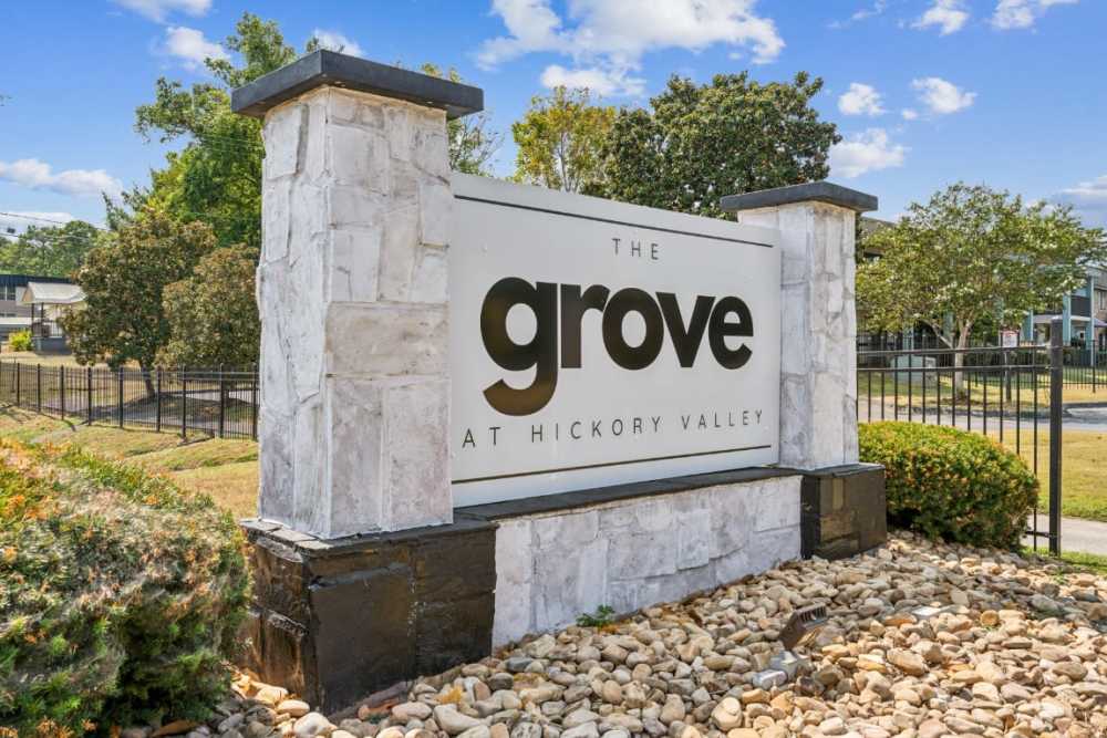 Community sign at The Grove At Hickory Valley in Chattanooga, Tennessee