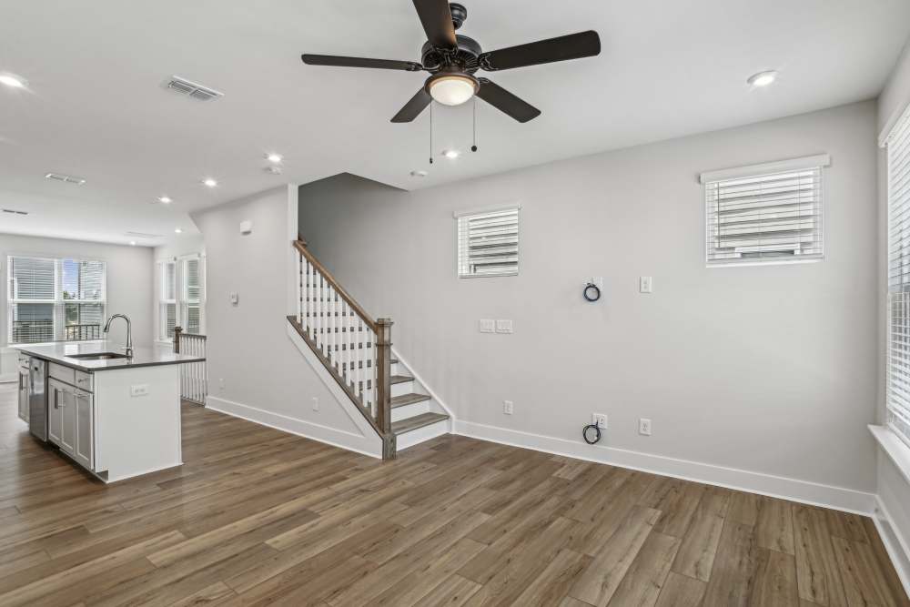 Spacious living room and open kitchen in one picture at Reve Noda Junction in Charlotte,North Carolina