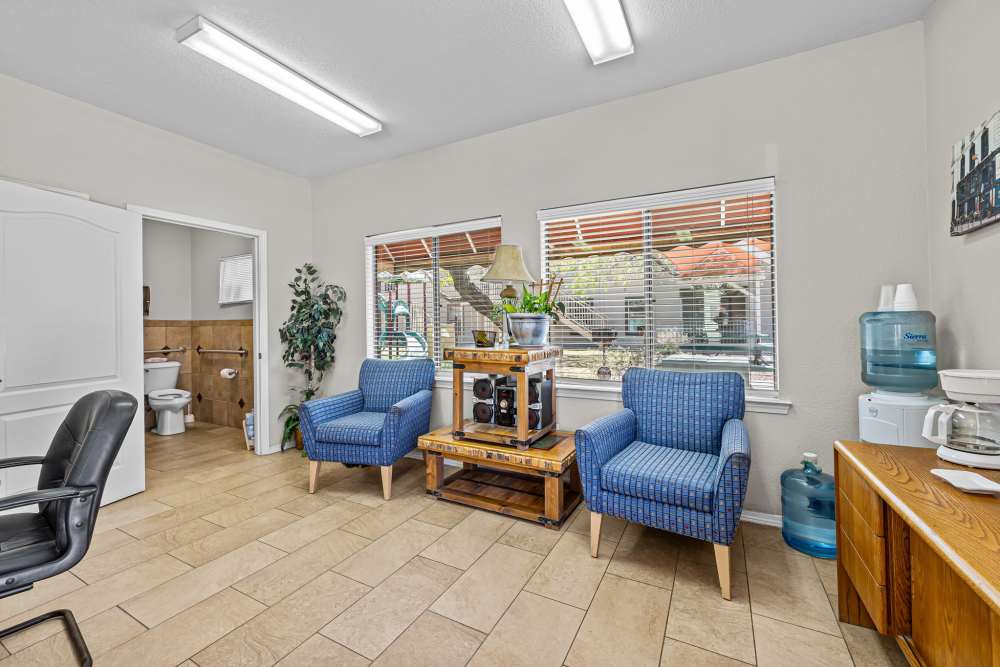 Leasing office with seating at La Jolla Place in El Paso, Texas