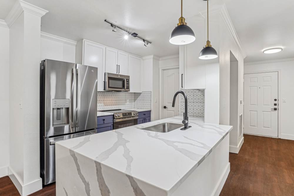 Spacious island kitchen at Cypress in McKinney, Texas