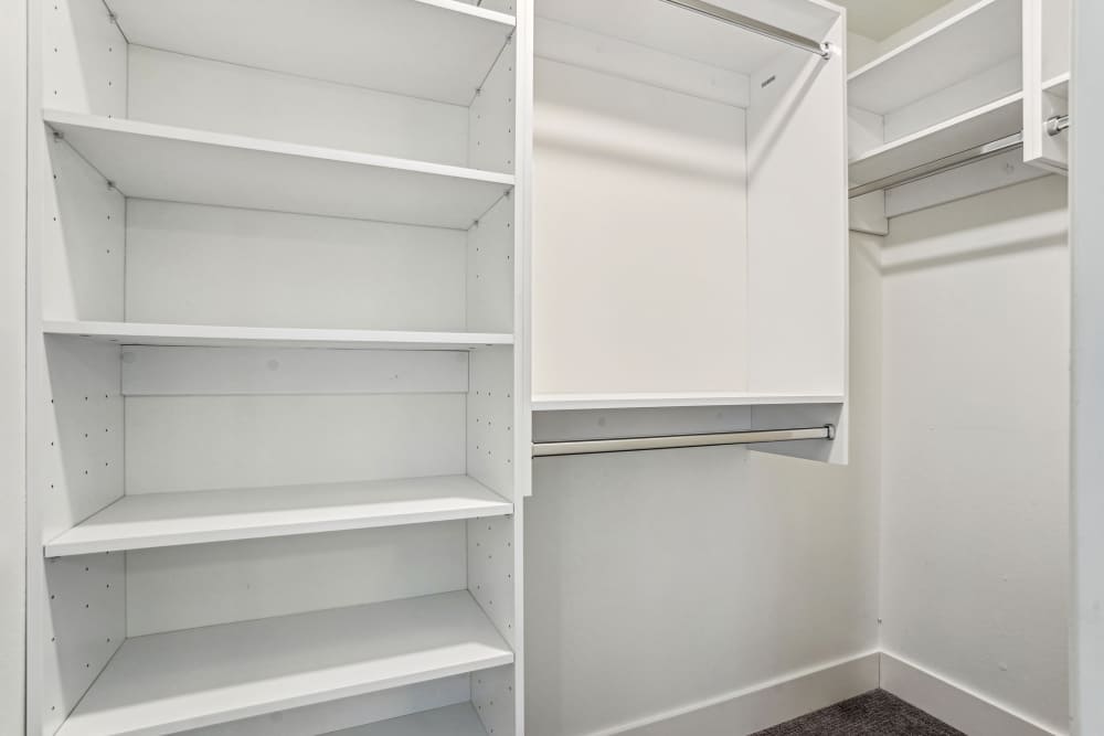Spacious closet with shelves at Cypress in McKinney, Texas