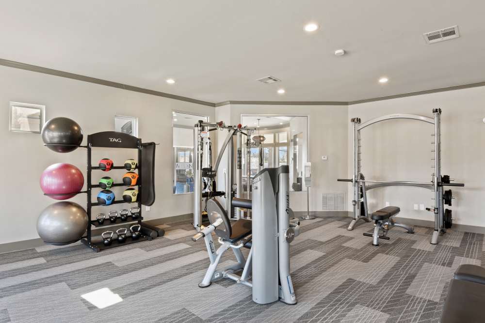Fitness center with gym equipment's at Milan in Austin, Texas