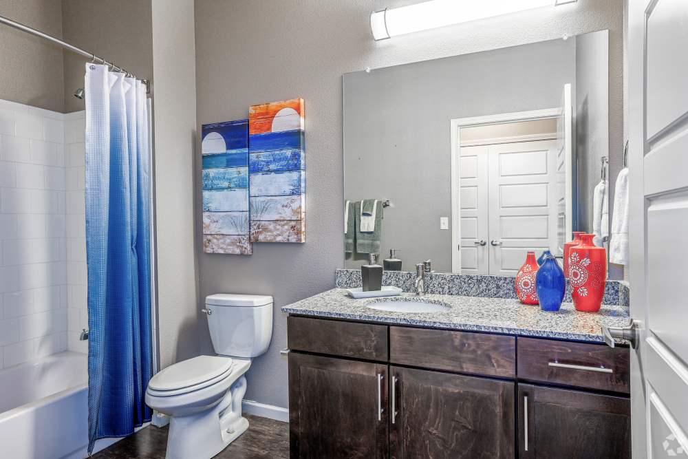 Bathroom in a model home at 35 West in Moore, Oklahoma