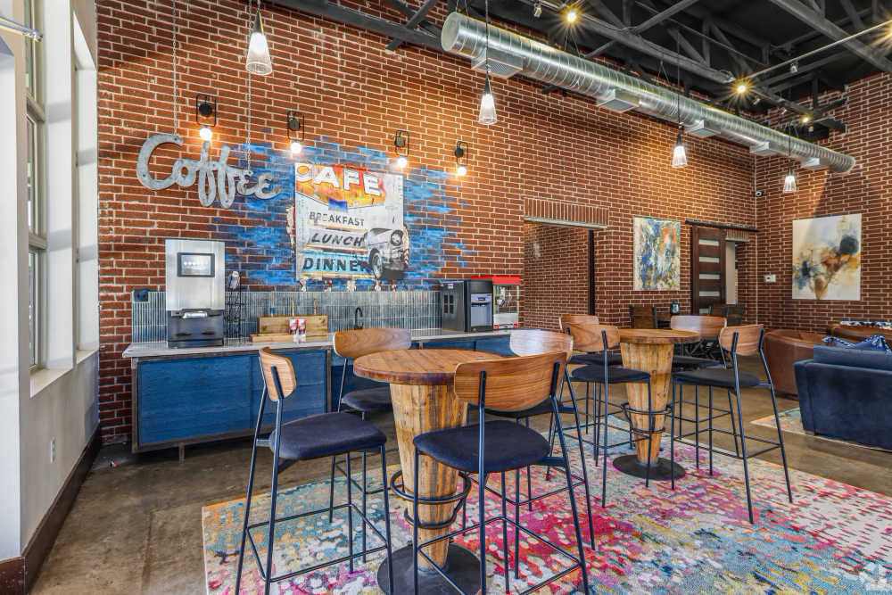 Communal coffee area at 35 West in Moore, Oklahoma