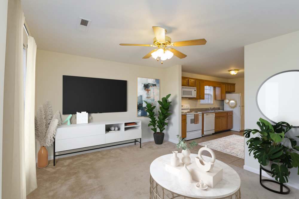 Open living room at Home Place Apartments in East Ridge, Tennessee