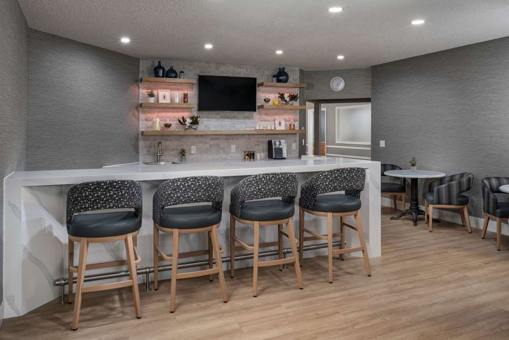 Bar area with chairs  at The Ridge at Oregon City in Oregon City, Oregon