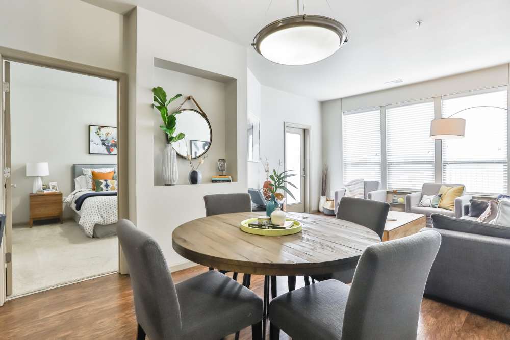 Dinning area with dome light at Residences at The Streets of St. Charles Apartment Homes in Saint Charles, Missouri