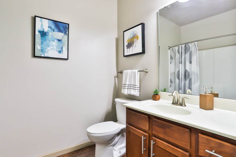 Bathroom with commode at Residences at The Streets of St. Charles Apartment Homes in Saint Charles, Missouri 
