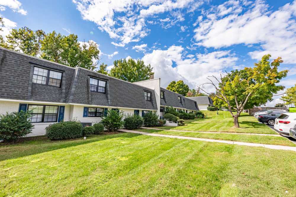 Lots of parking in the welcoming neighborhood at Huffman Mill Townhomes in Burlington, North Carolina,