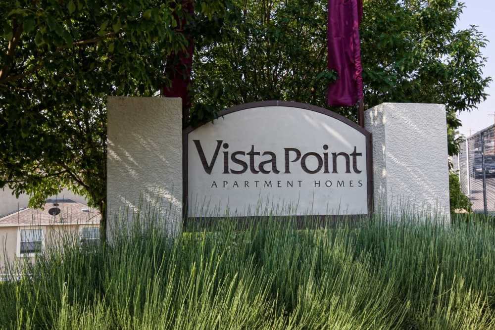 Front sign at Vista Point in Reno, Nevada