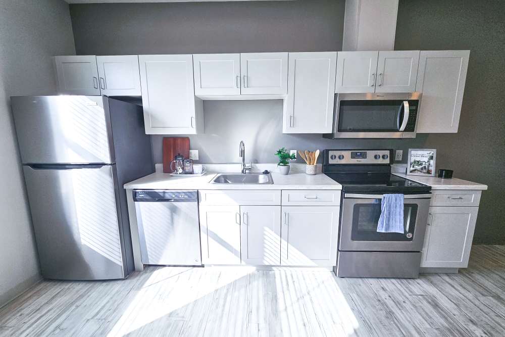 spacious contemporary kitchen at Leo and Alpine in Grand Rapids, Michigan