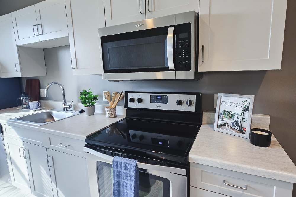 White kitchen cabinetry at Leo and Alpine in Grand Rapids, Michigan