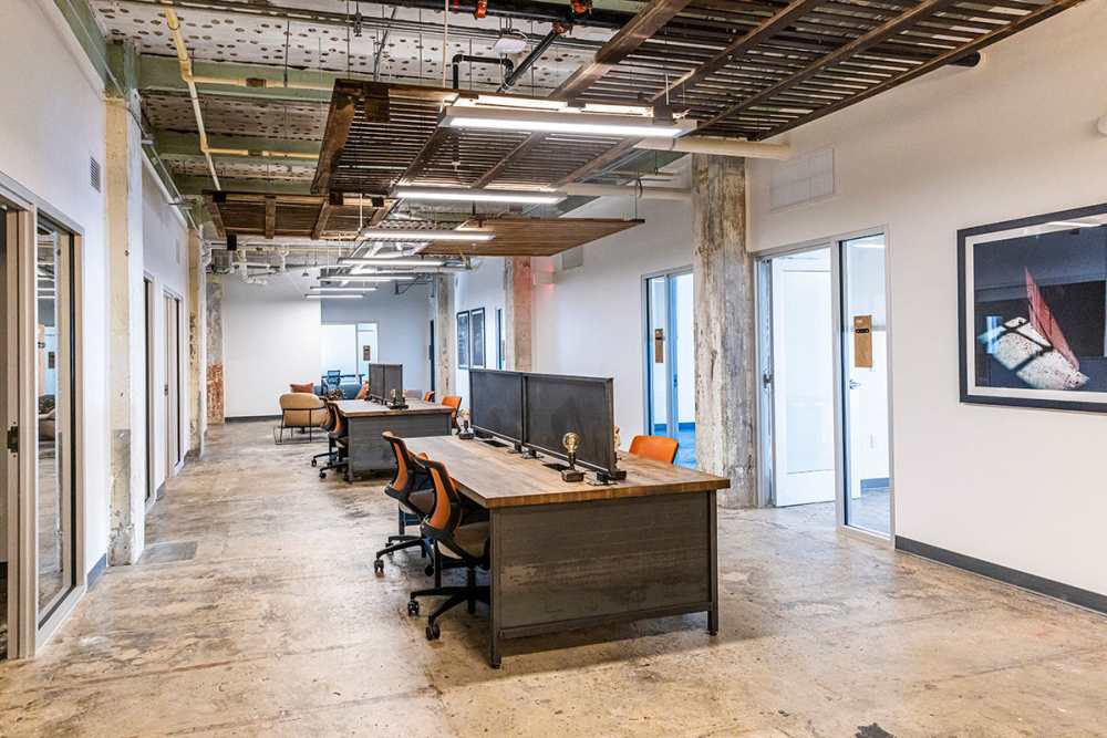 Coworking stations at Union Terminal Warehouse in Jacksonville, Florida