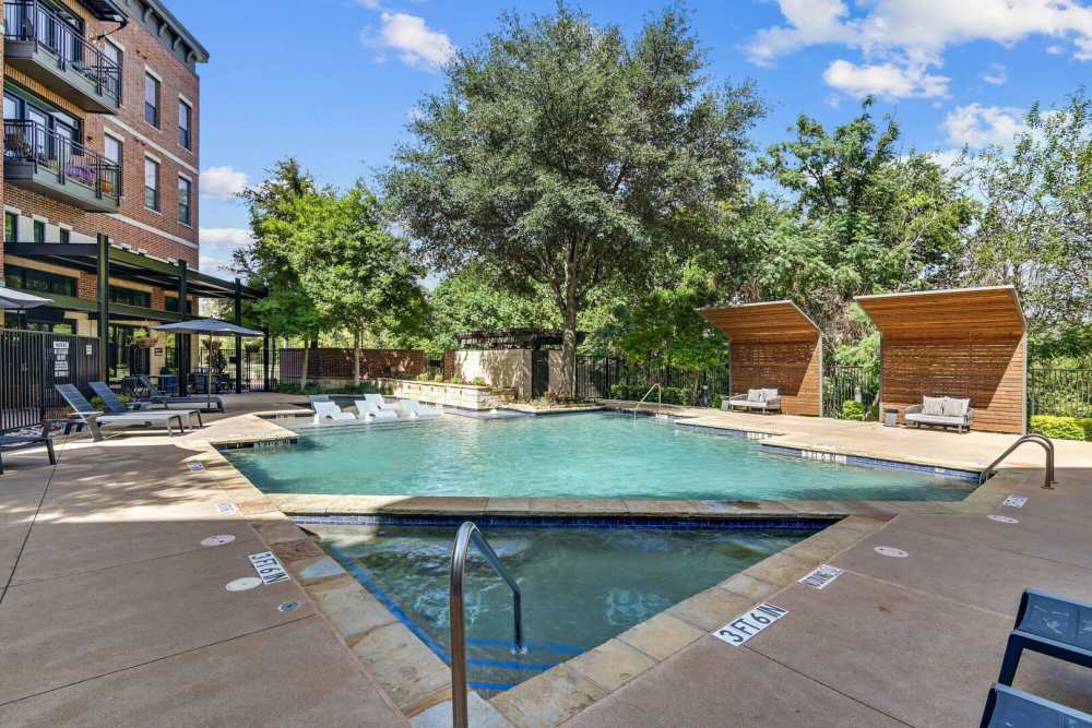 Swimming pool with spa  at Trinity Bluff & Trinity District in Fort Worth, Texas