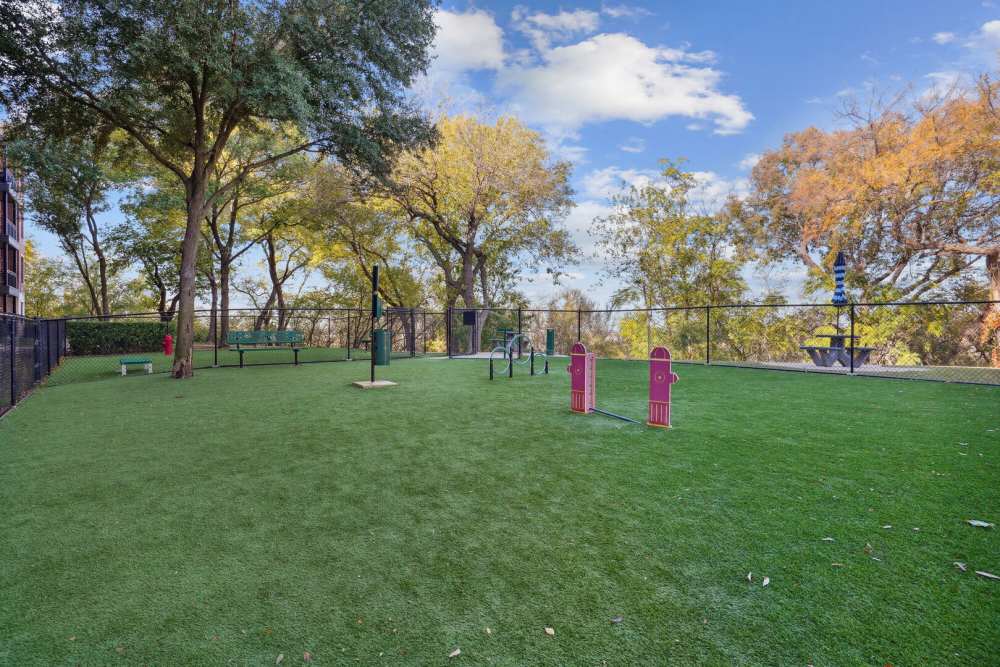 Community dog park  at Trinity Bluff & Trinity District in Fort Worth, Texas