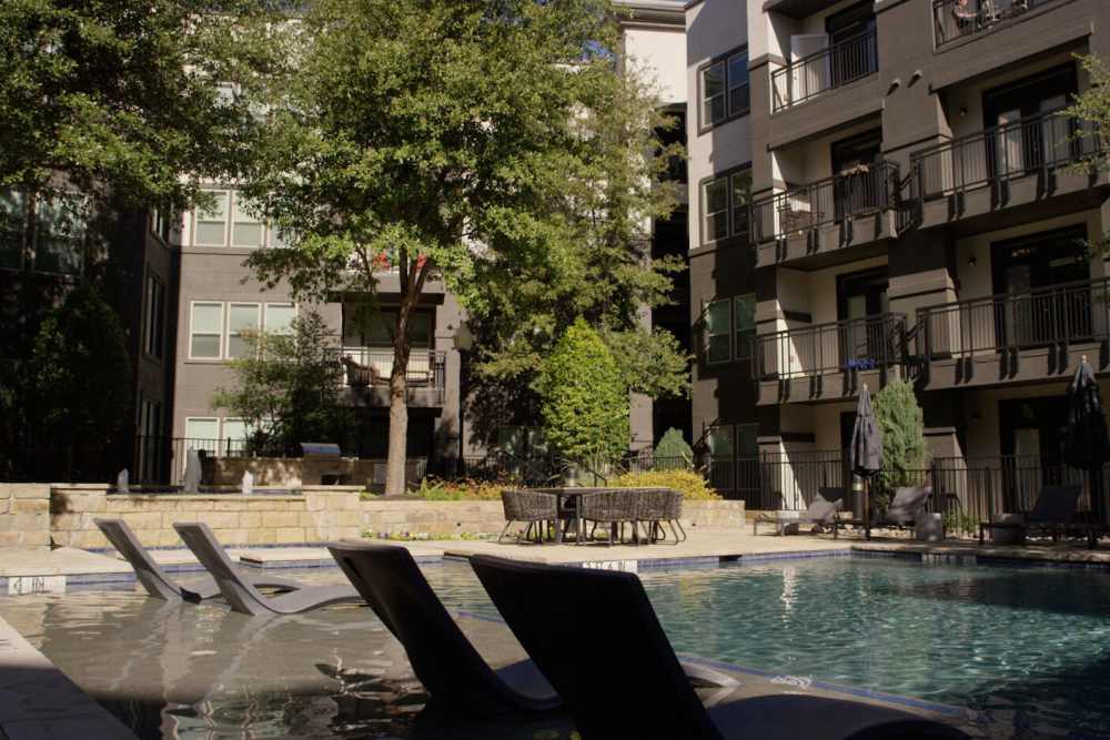 Pool side seating area  at Trinity Bluff & Trinity District in Fort Worth, Texas