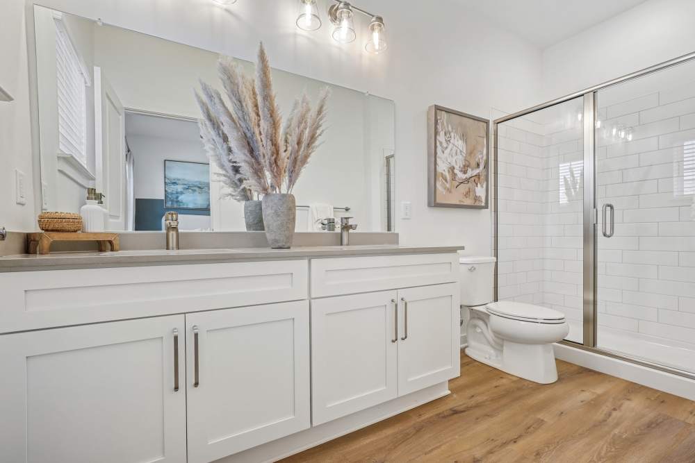 Bathroom with large vanity at Hamlet Falling Creek in Midlothian, Virginia