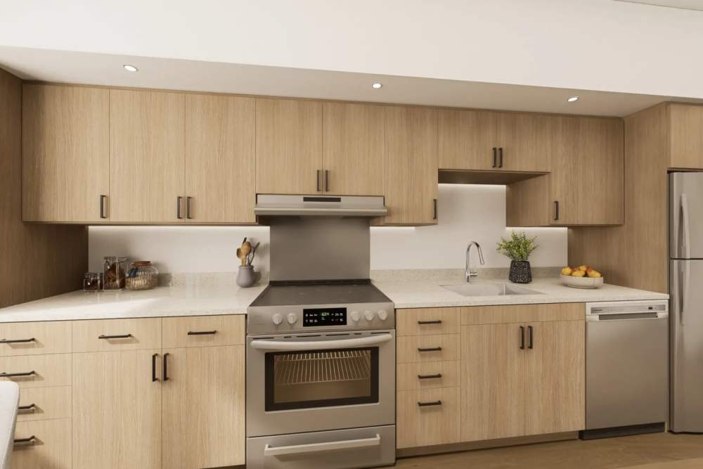 Kitchen with modern appliance at The Acacia in Palo Alto, California