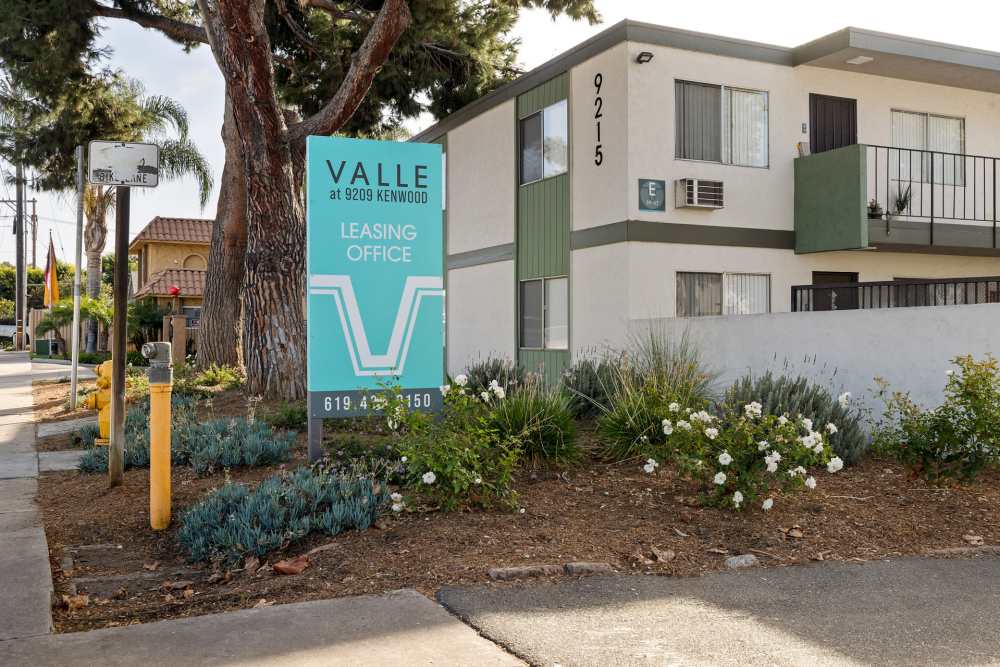 Exterior with signage at Valle at 9209 Kenwood in Spring Valley, California
