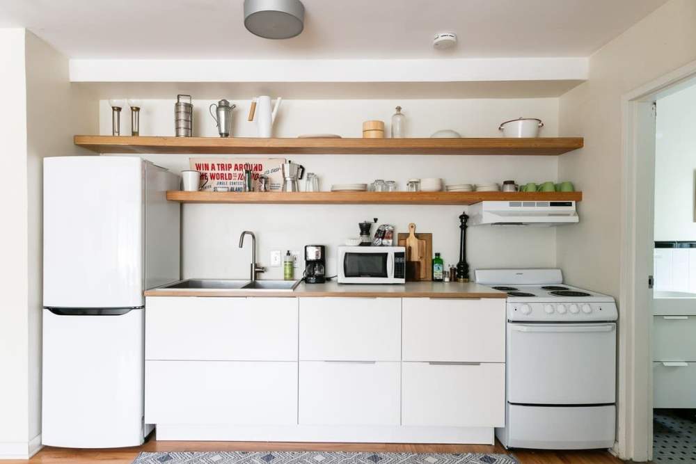 Fully-equipped kitchen at Detroit Living in Detroit, Michigan