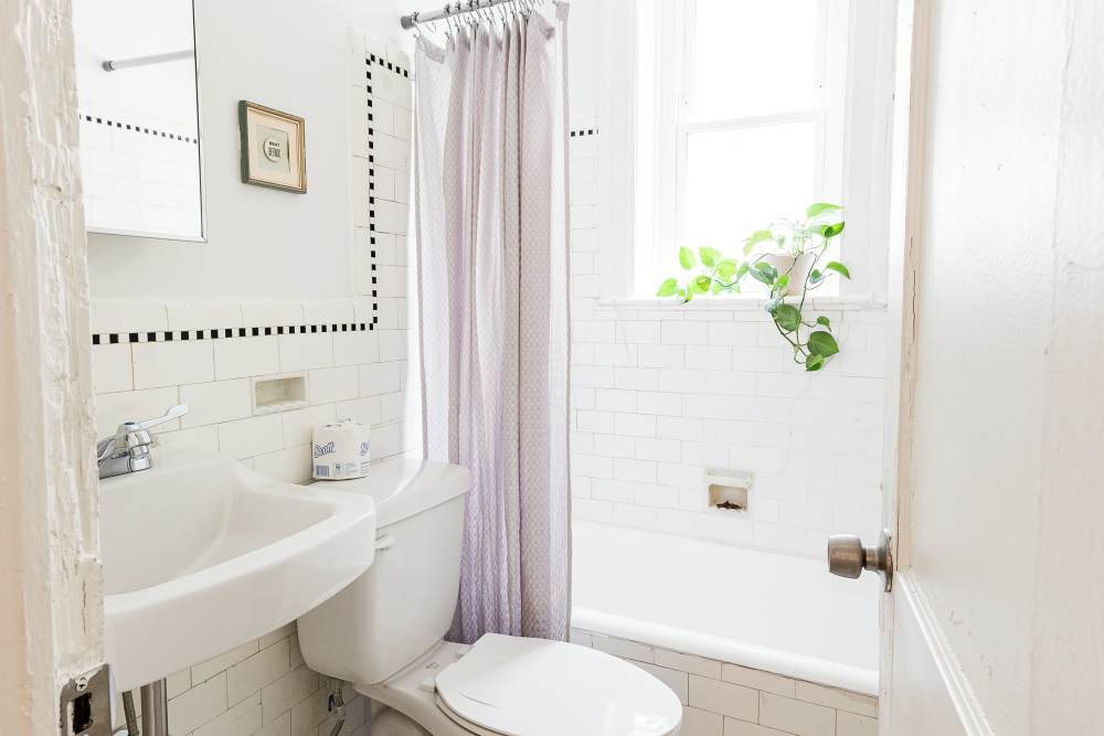 Bright bathroom at Detroit Living in Detroit,Michigan