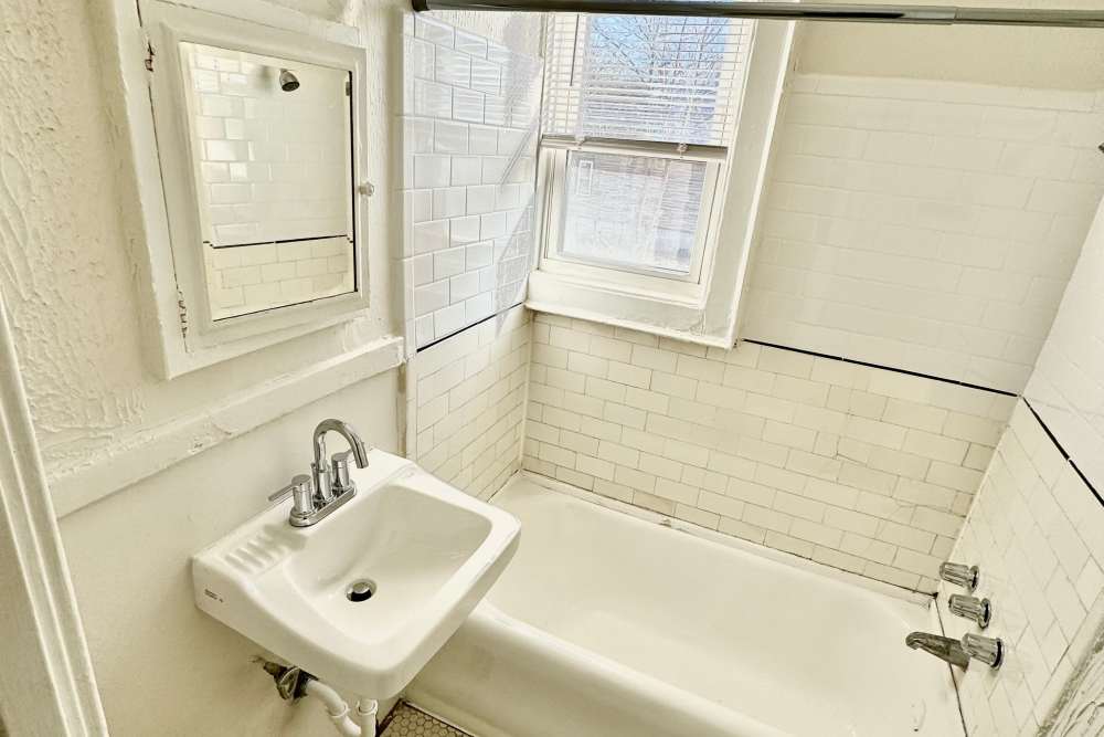 Apartment bathroom at Detroit Living in Detroit,Michigan
