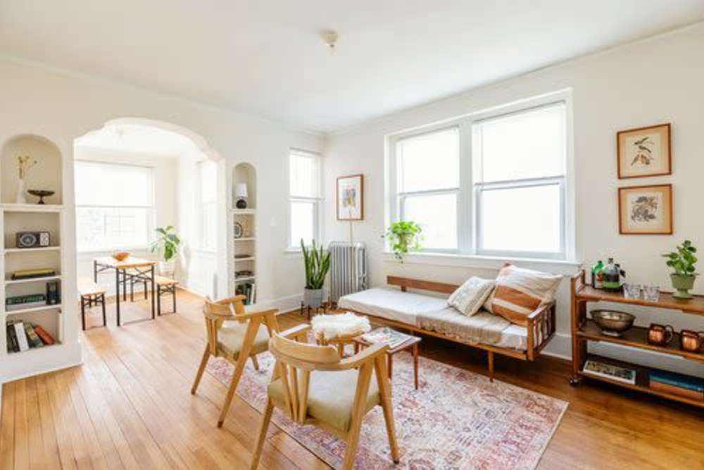 Spacious living room at Detroit Living in Detroit,Michigan