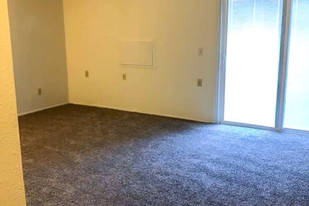 Open layout carpeted living room at Mill Pond (Brooklyn) in Brooklyn, Michigan
