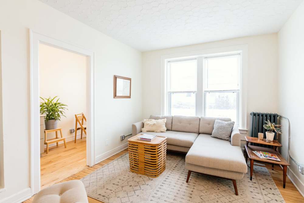 Spacious living room at Detroit Living in Detroit,Michigan