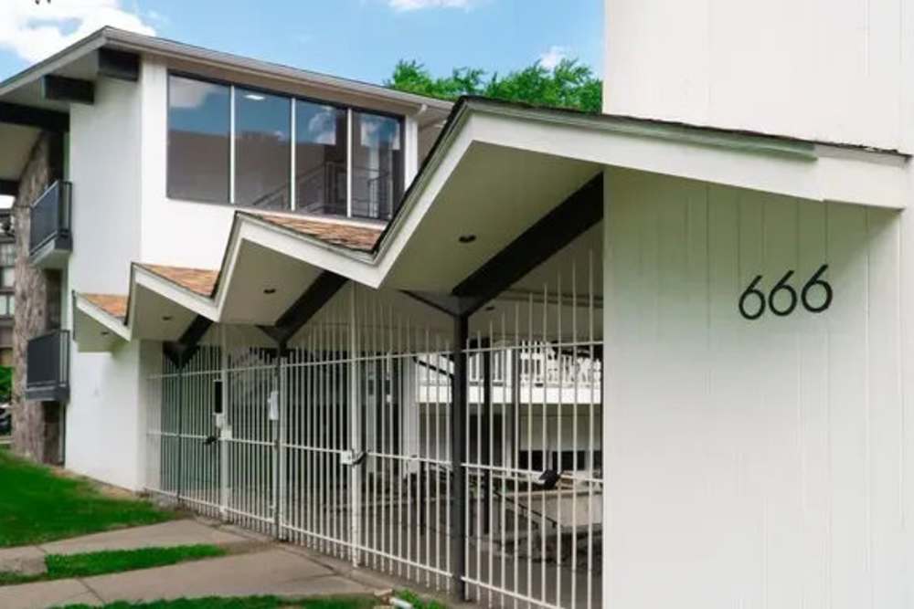 Entrance to gated community at Detroit Living in Detroit, Michigan
