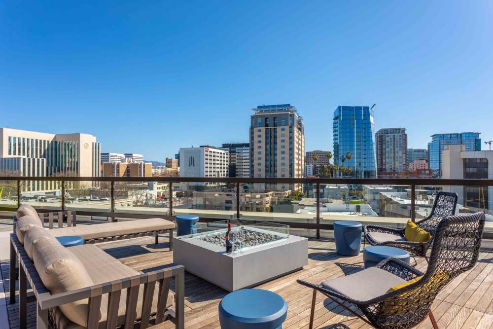 Rooftop seating area at The Julian in San Jose, California