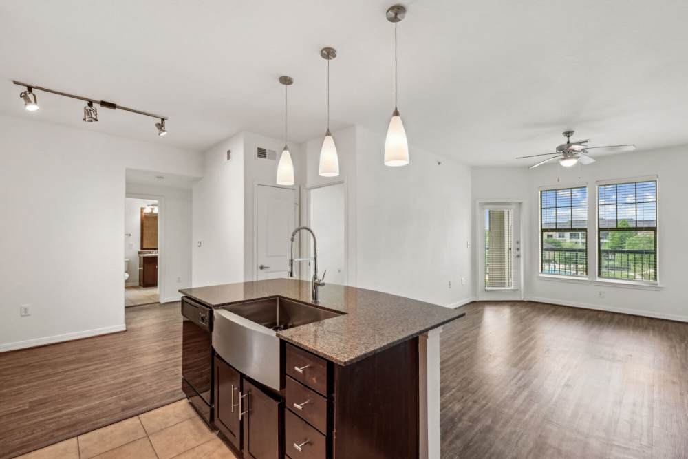 Island kitchen at Barron Park in Pearland, Texas