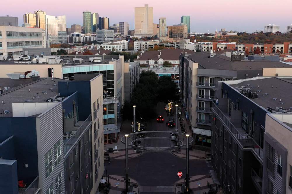 Aerial shot of the surroundings at The Lofts At West 7th in Fort Worth,Texas