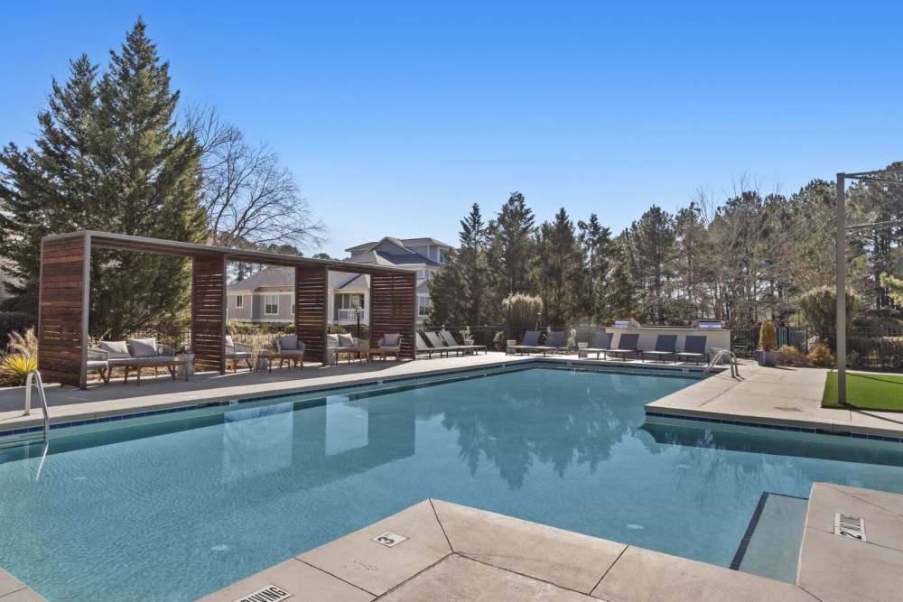 Serene swimming pool at Chandler At University Tower in Durham, North Carolina