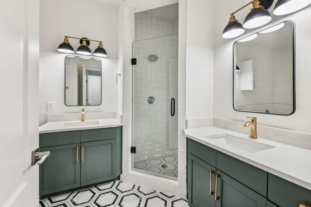 Apartment bathroom at Dorian and Encore in Plano, Texas
