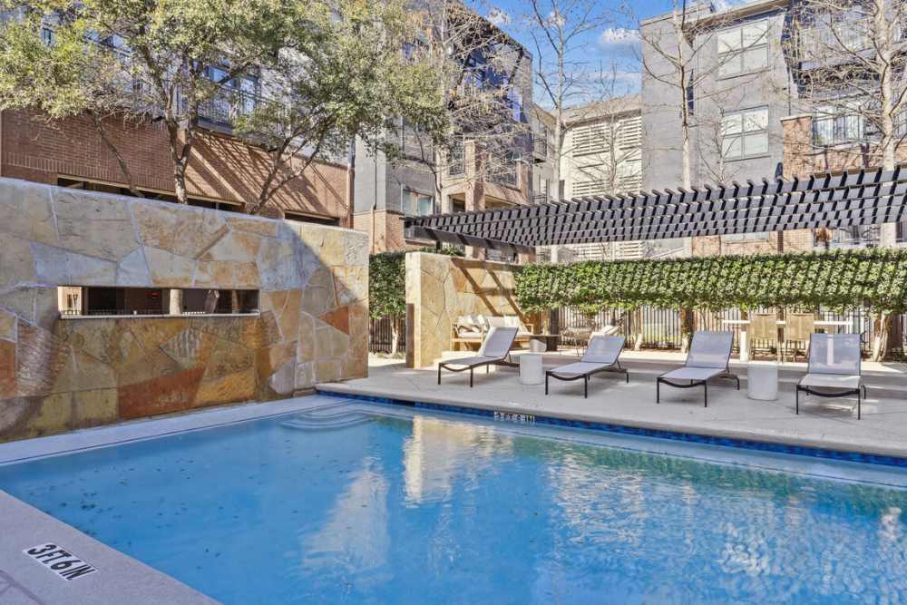 Cabana beside the pool at Dorian and Encore in Plano, Texas