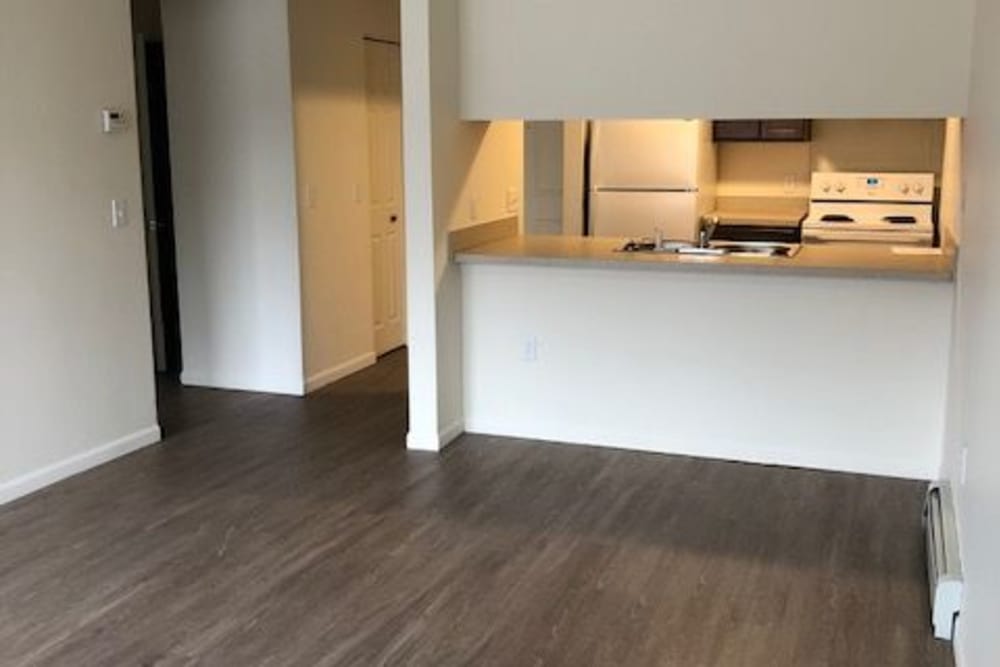 Open kitchen to living room at Franklin Pointe in Reed City,