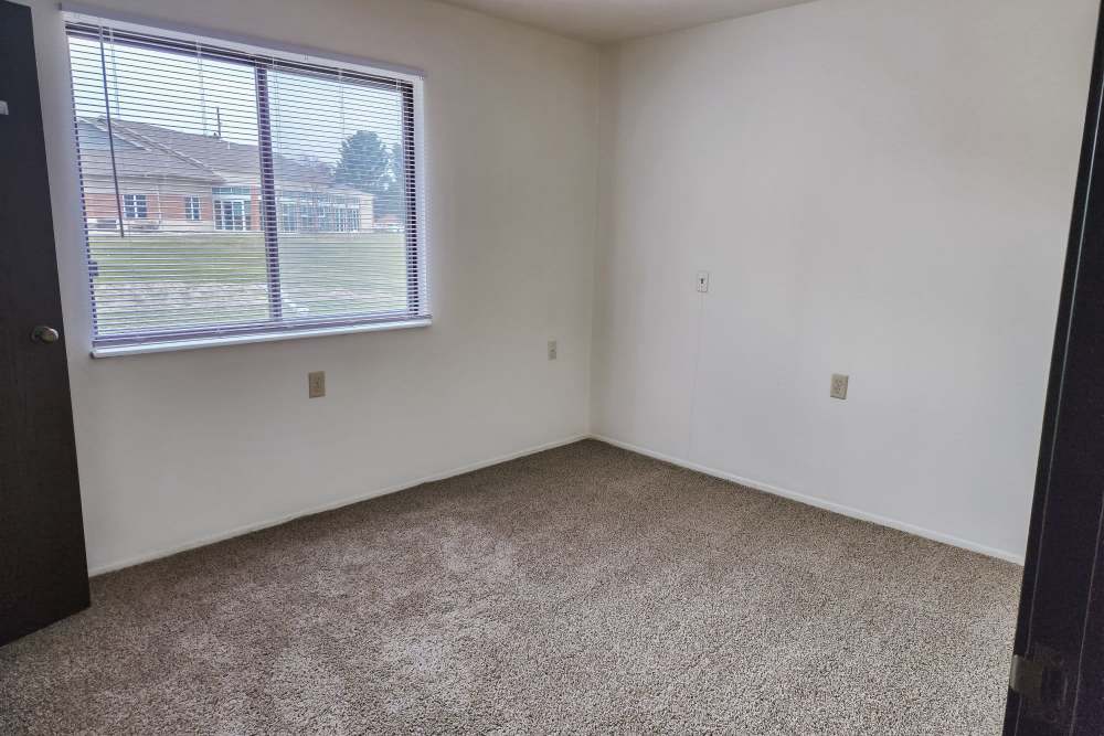 Model bedroom with soft carpet at Mill Pond Apartments (Buchanan) in Buchanan,