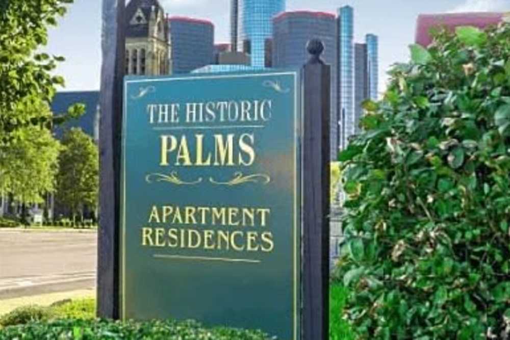 Property signboard at Detroit Living in Detroit,Michigan