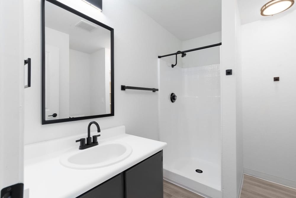 Upgraded bathroom at The Rosewood Apartments in Vancouver, Washington