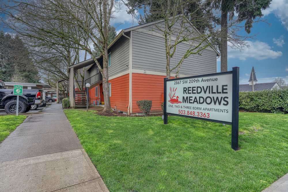 Sign outside of Reedville Meadows in Beaverton, Oregon