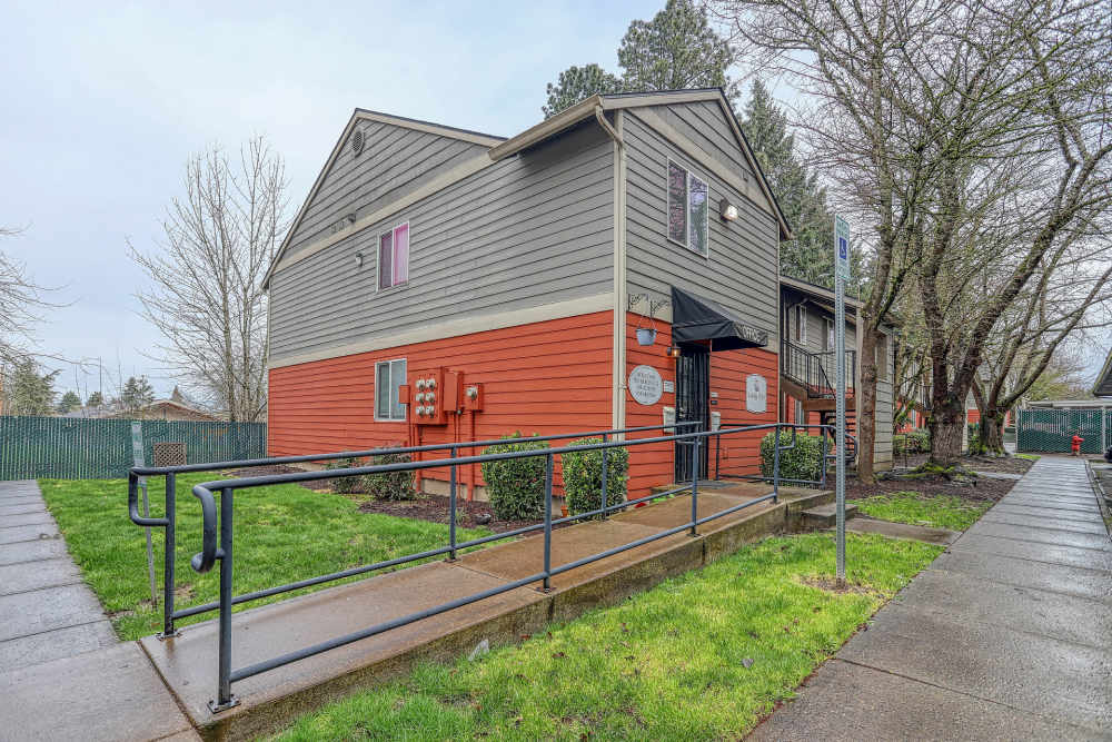 Leasing office exterior at Reedville Meadows in Beaverton, Oregon