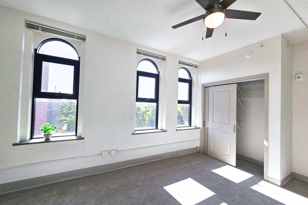 Arched windows in a home at Academy Manor in Grand Rapids, Michigan