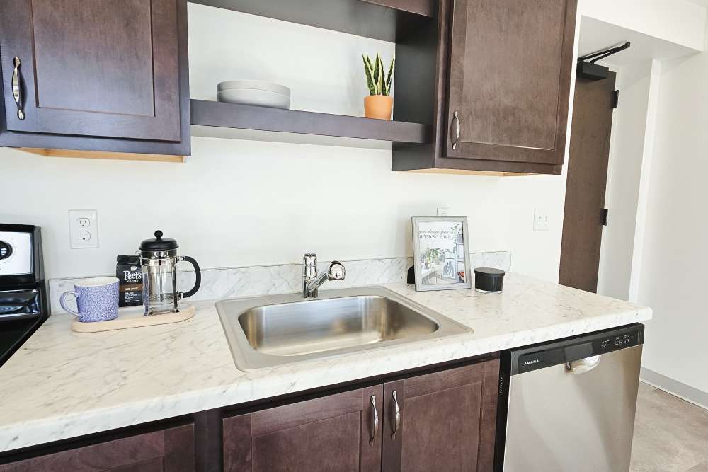 Dishwasher in a kitchen at Academy Manor in Grand Rapids, Michigan