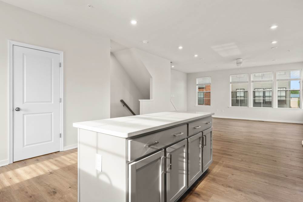 Kitchen island in a townhome at The Westbrook at Brewer's Row in Richmond, Virginia