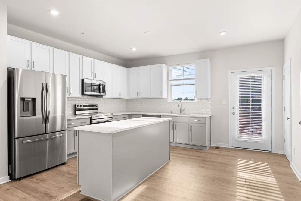 Modern kitchen in a townhome at The Westbrook at Brewer's Row in Richmond, Virginia
